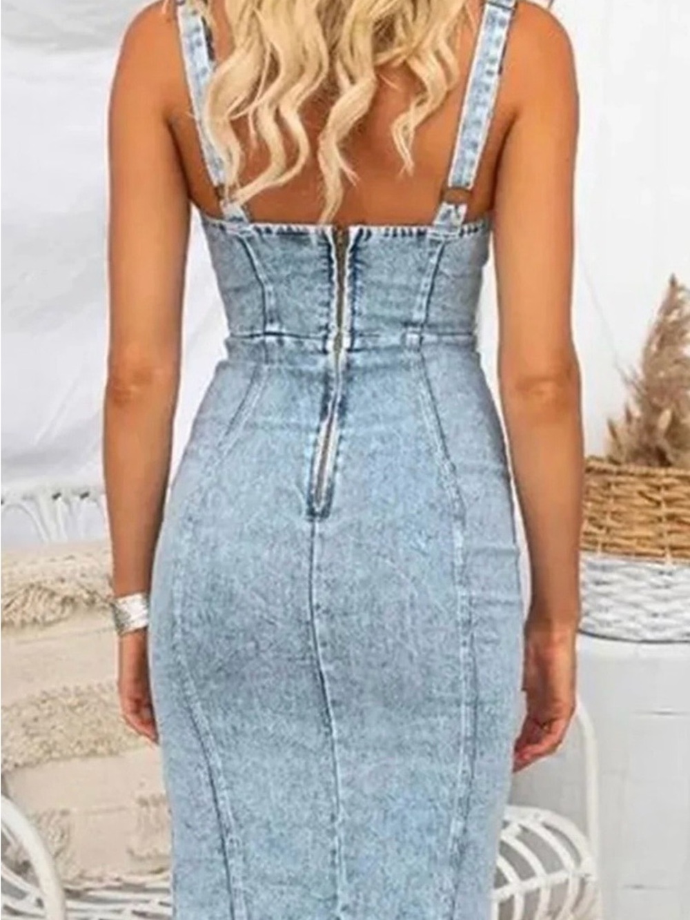 NWOT Chic Curve Light Blue Stretch Denim Dress Women’s Size 3XL - Picture 2 of 8